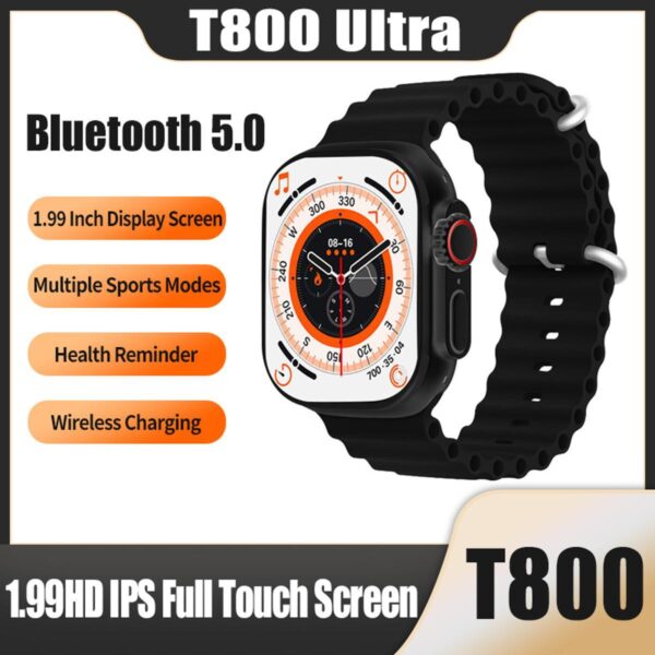 HiWatch T800 ULTRA 1.99"Premium Matt BLACK Series 8 Titanium Design Smartwatch  (Orange Strap, Free Size)